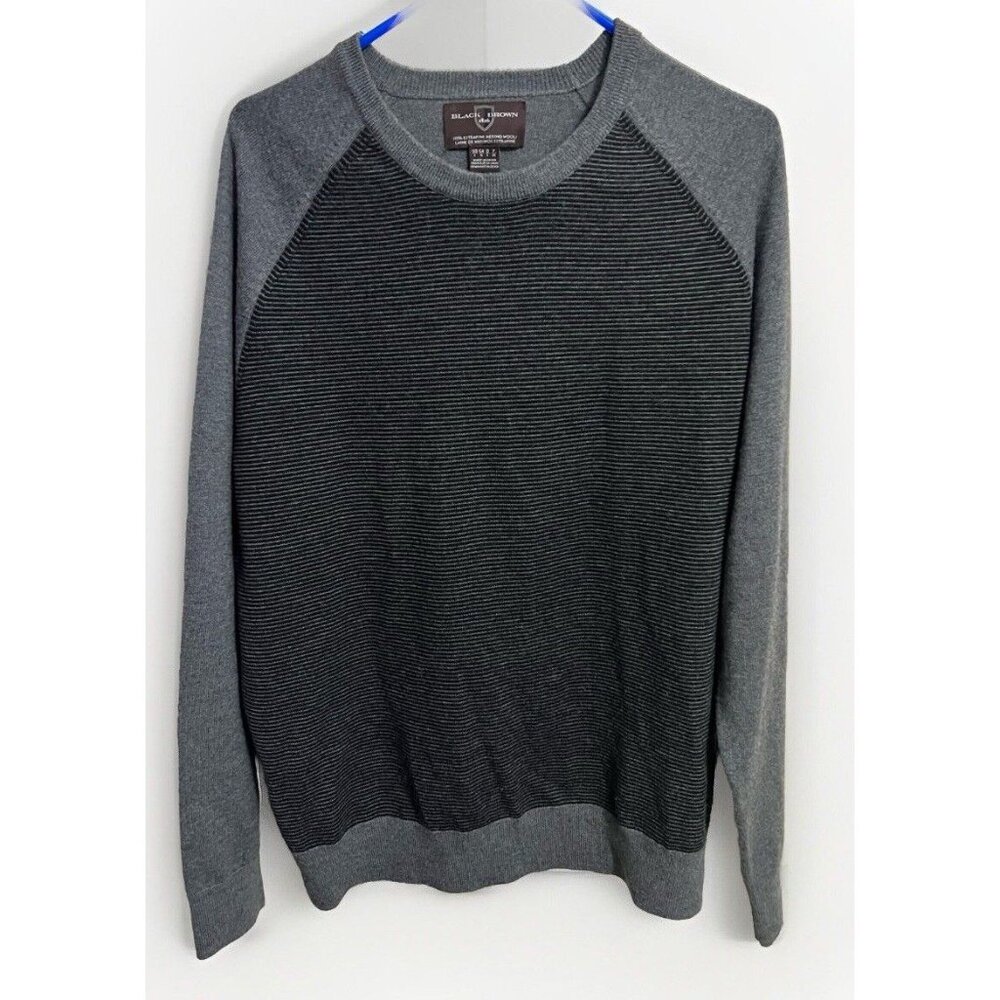 Black Brown 1826 Wool Pullover Sweater Mens Large Gray/Black Knitted‎ Crew Neck